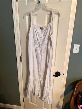 White Eyelet Button-Front Maxi Dress